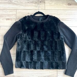 Michael Kors Faux Fur Rib Knit Sweater